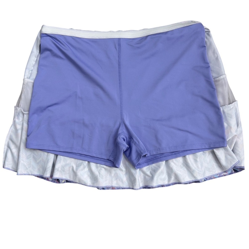 Lucky in Love Two Tiered Pleated Tennis Golf Skort Flower Geometric XL - Picture 4 of 6